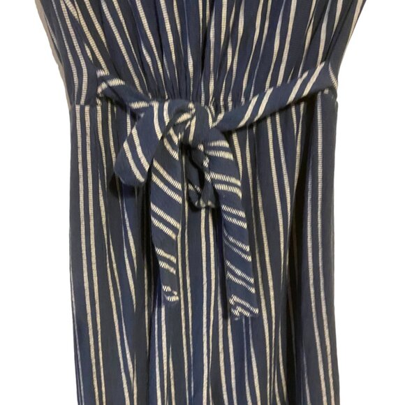 Caution to the wind Blue White Stripe V-Neck Soft Cropped Jumpsuit Romper Size M - Picture 8 of 12